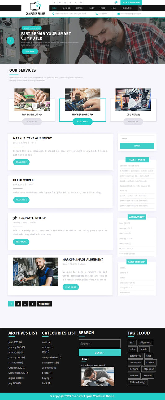 Free Computer Repair WordPress template