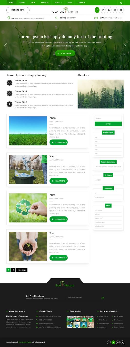 Free Eco Nature WordPress Template