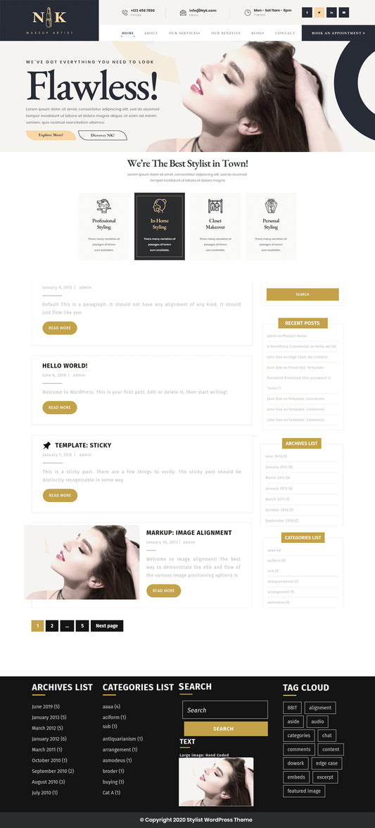 Free Makeup Artist WordPress Theme