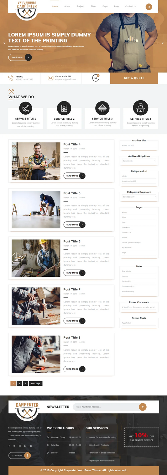 Free Furniture WordPress Template