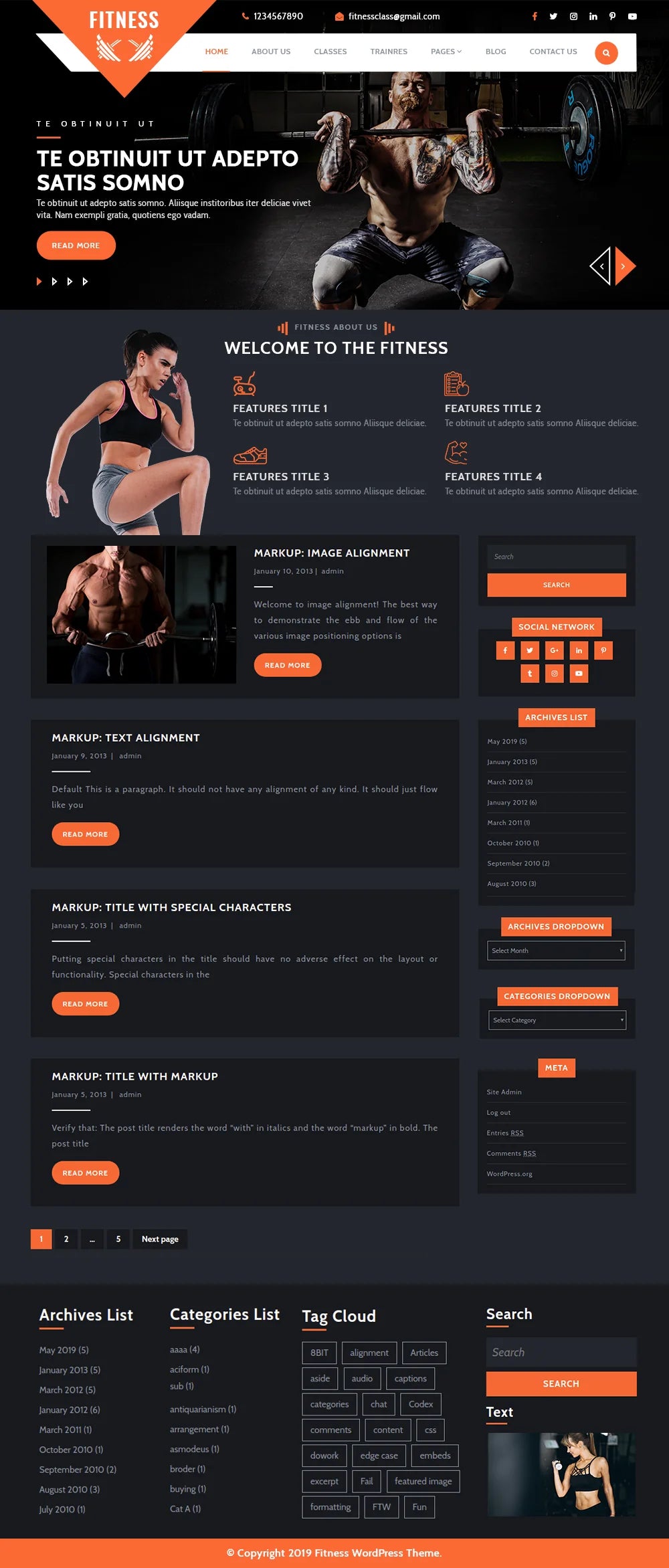 Free Fitness WordPress Template