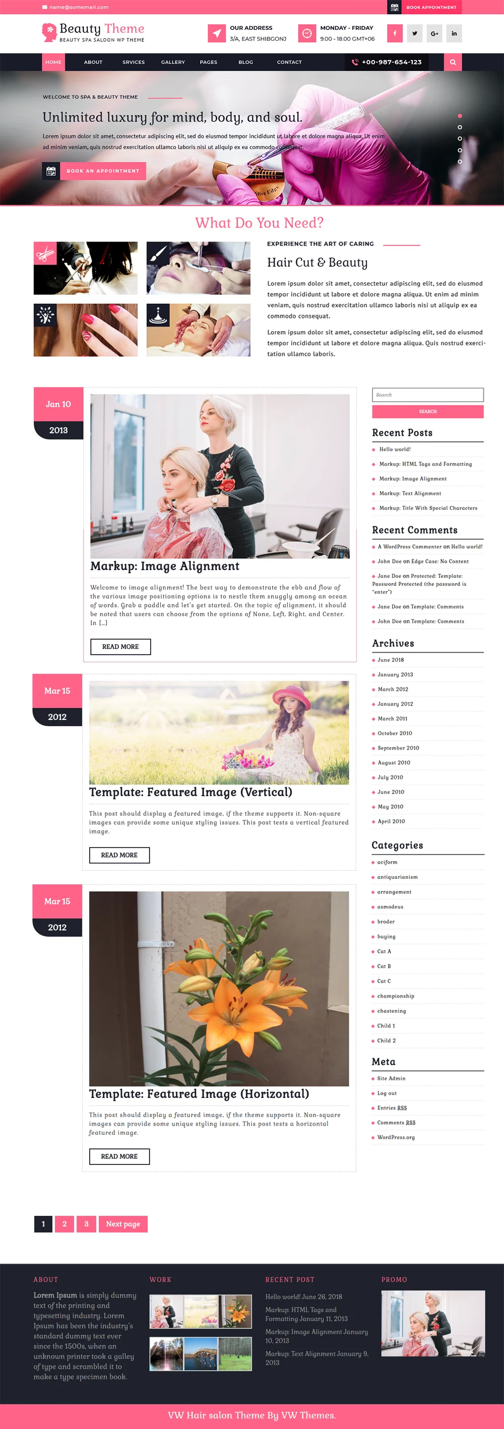 Free Hair Salon WordPress Template