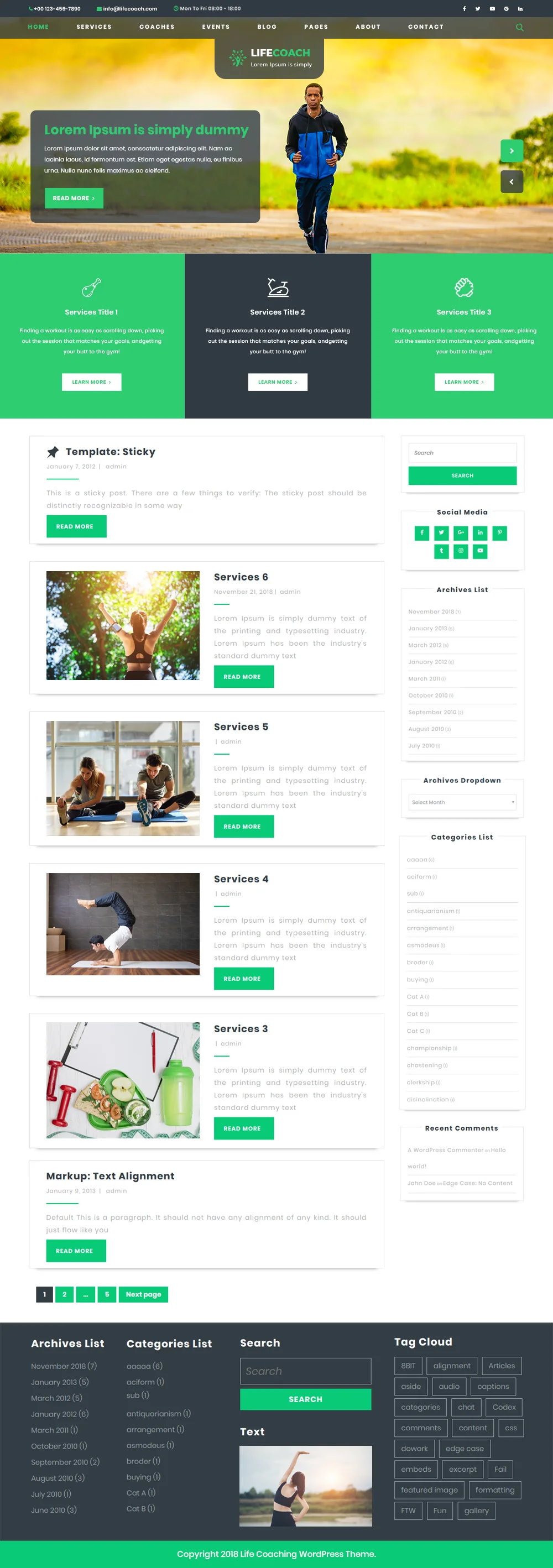 Free Health Coach WordPress Template