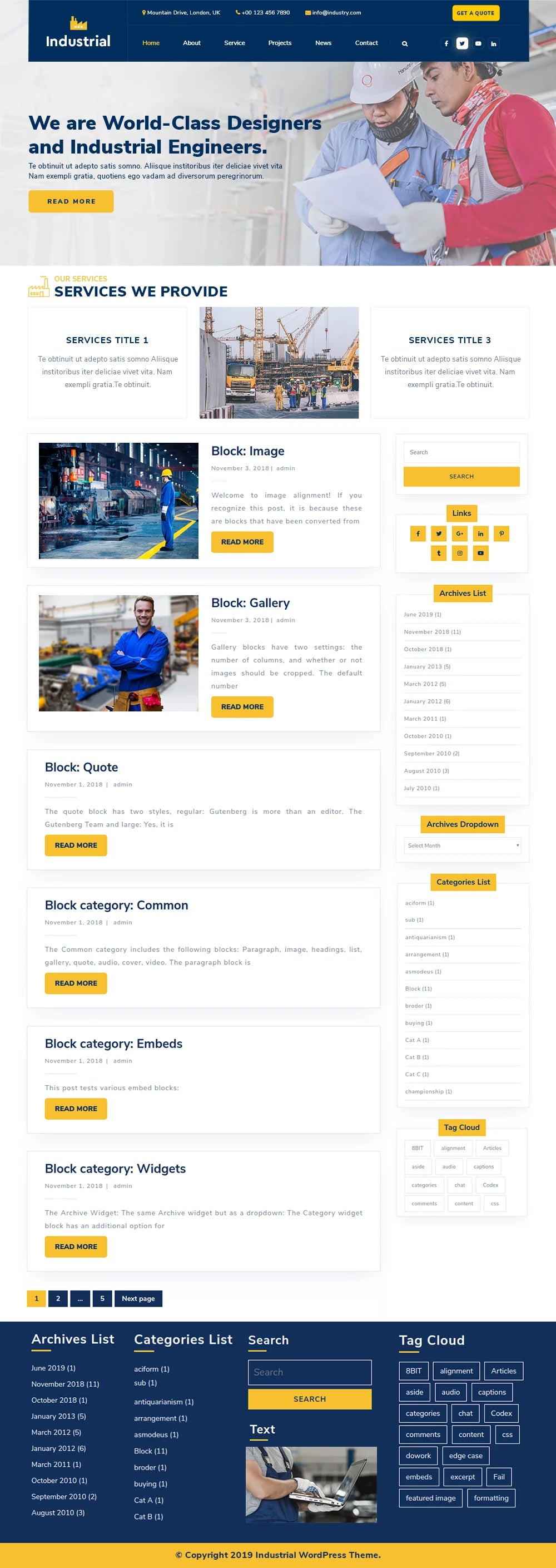 Free Industrial WordPress Template