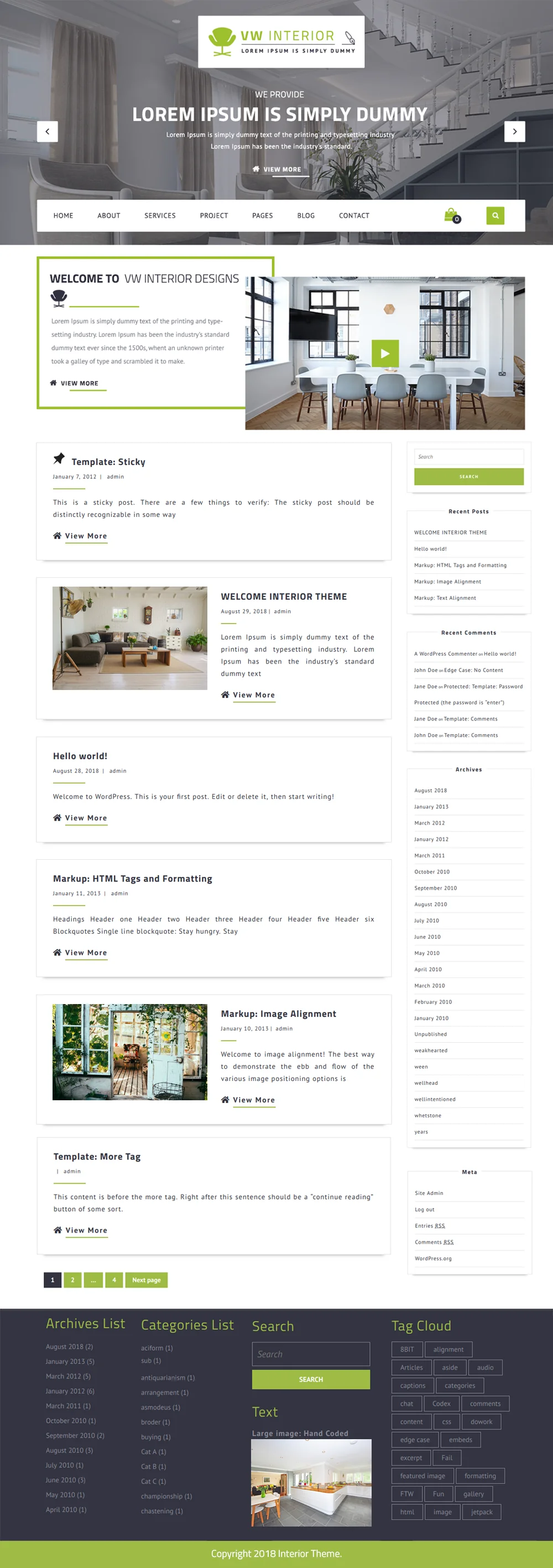 Free Interior Design WordPress Template