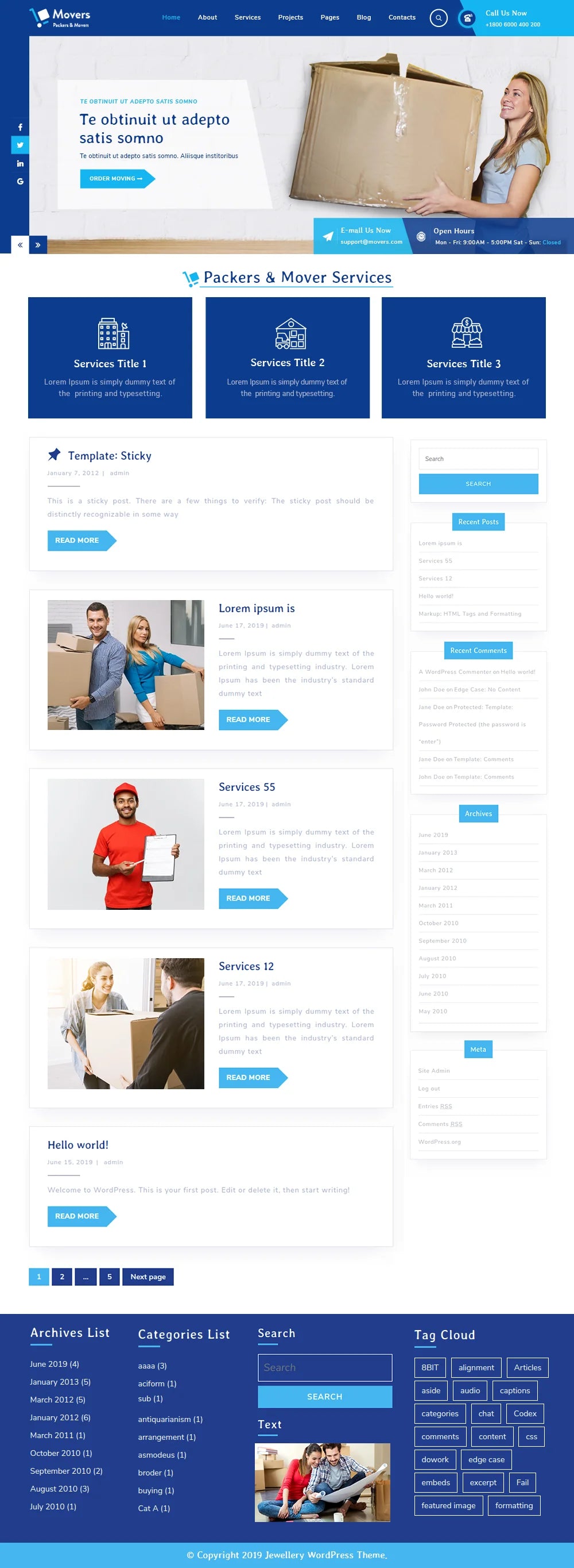 Free Moving Company WordPress Template