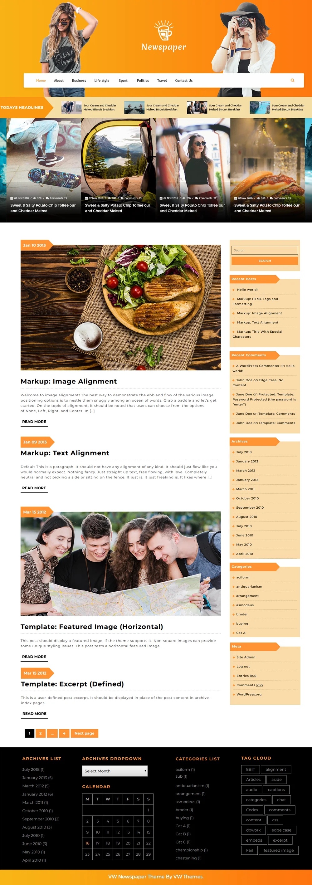 Free Newspaper WordPress Template