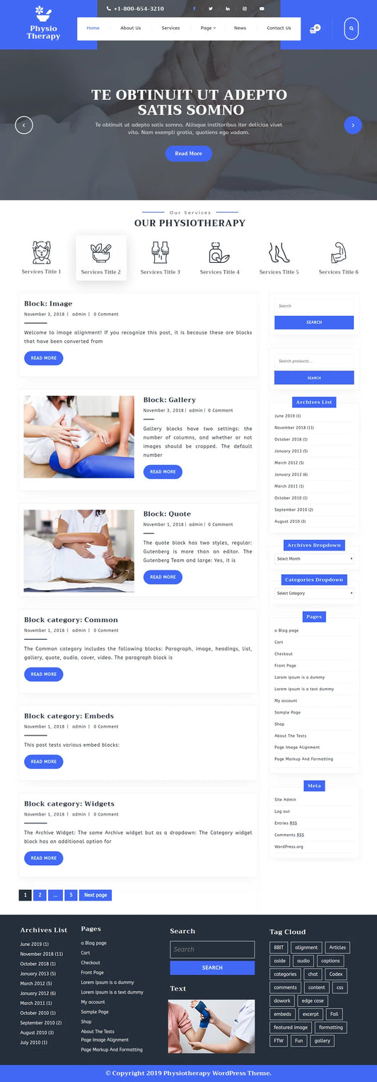 Free Physiotherapy WordPress Template