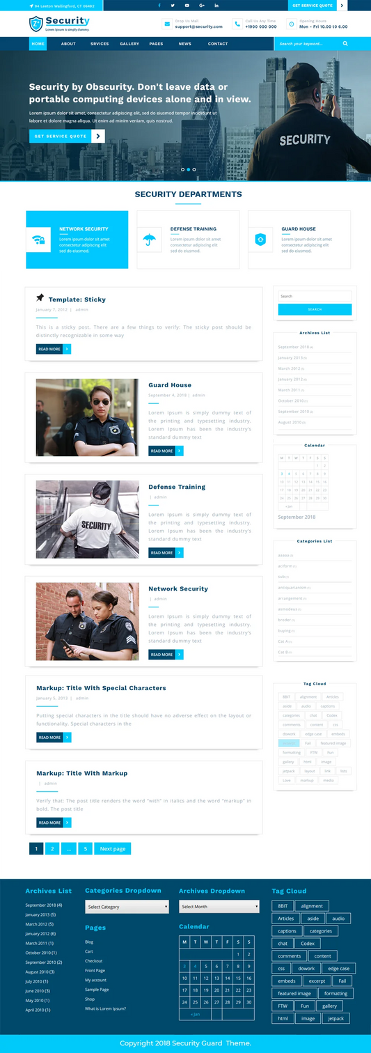 free security guard WordPress template