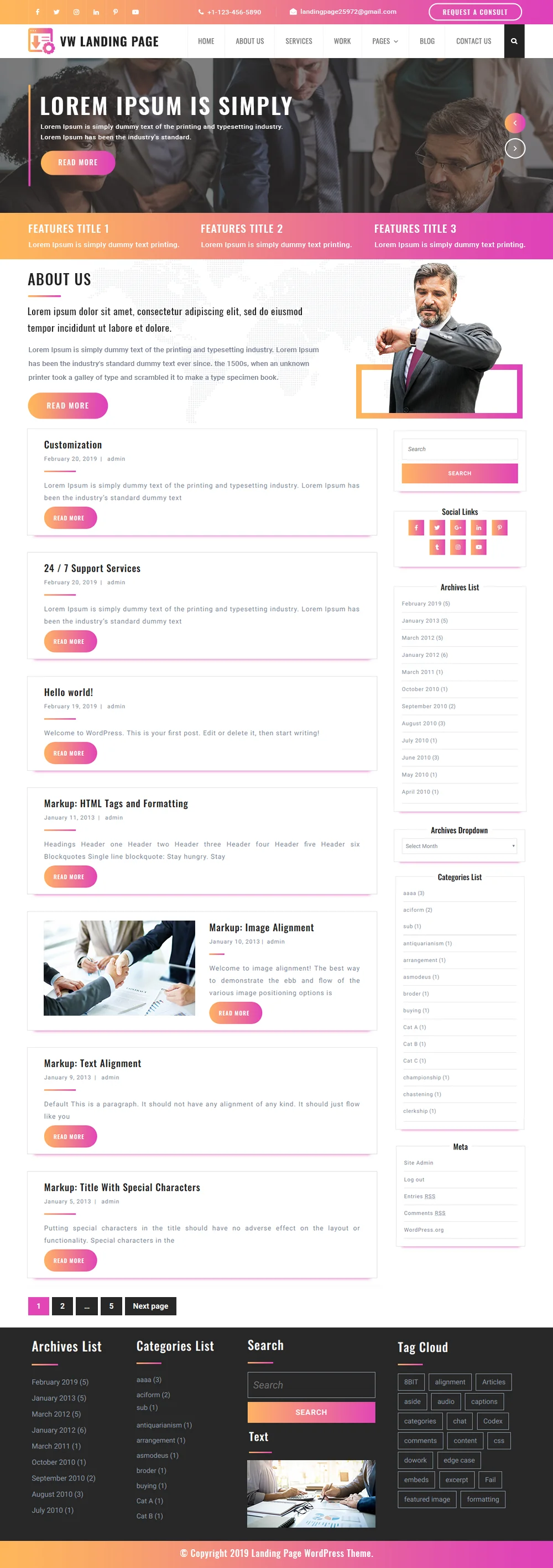 Free Landing Page WordPress Template