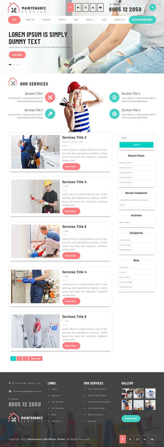 Free WordPress Maintenance Service Theme