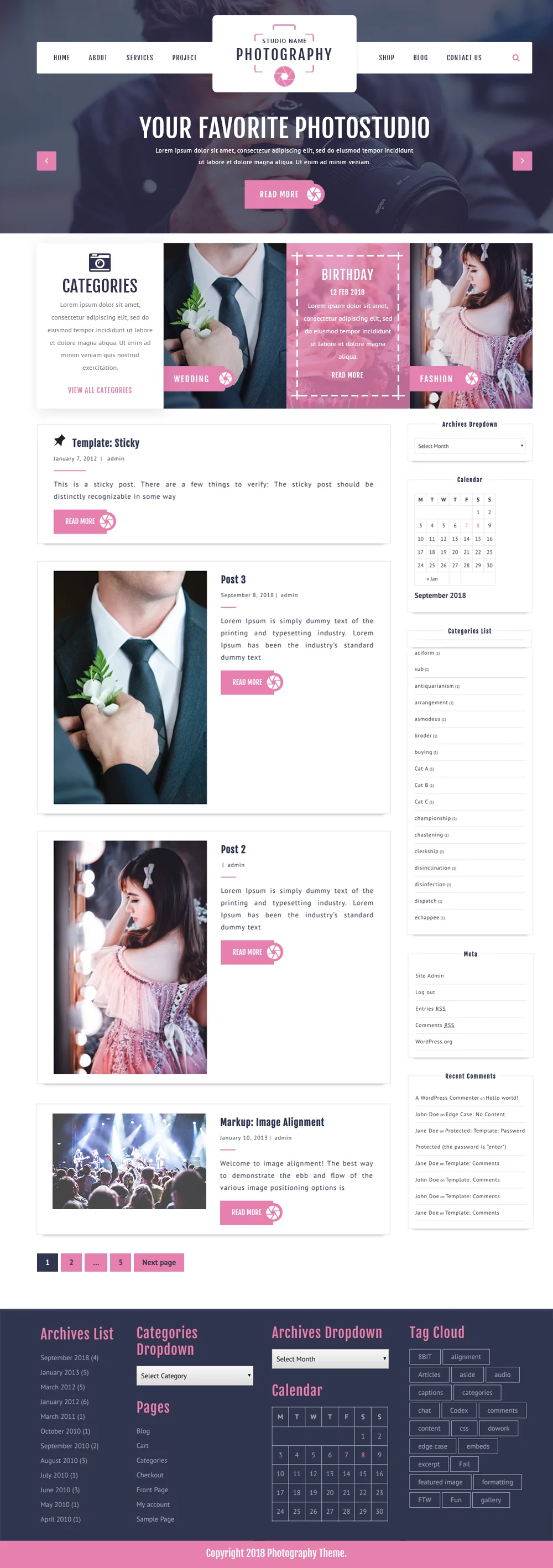 Free Photography WordPress Template