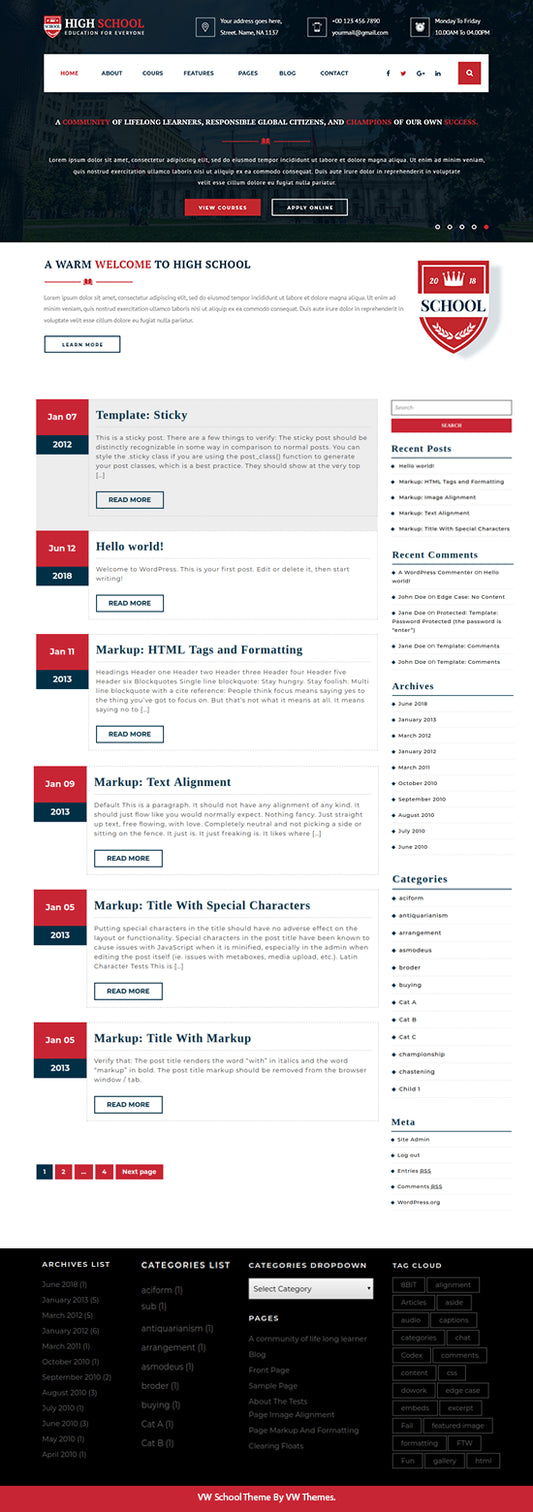 Free WordPress School Theme