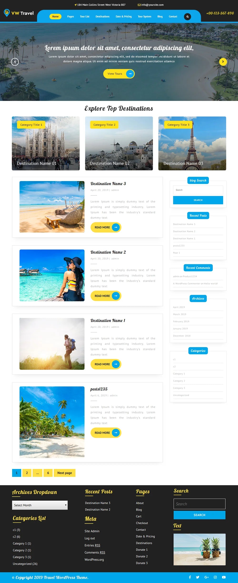 Free Travel WordPress Template