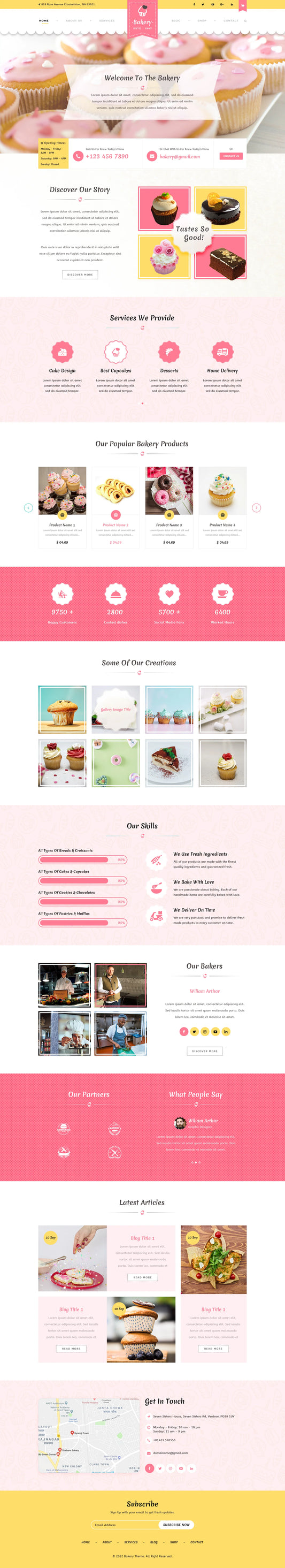 Free Bakery WordPress Template