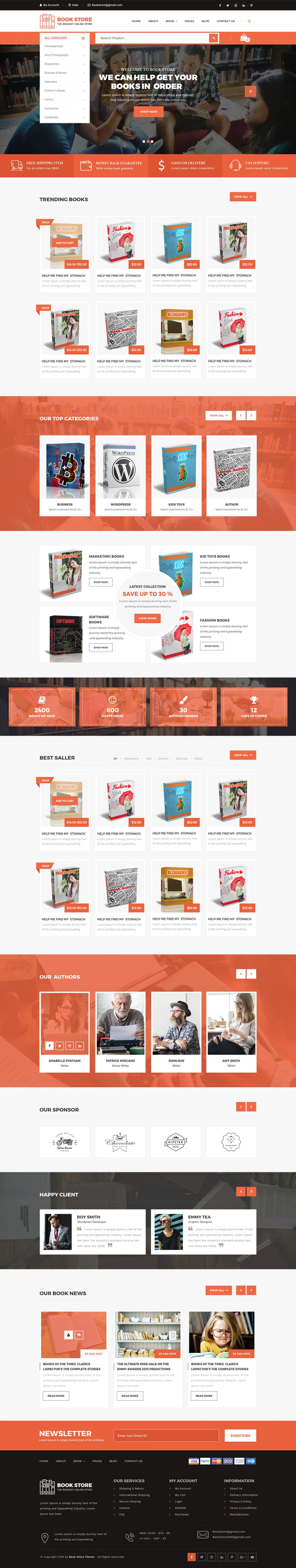 Free Bookstore WordPress Template