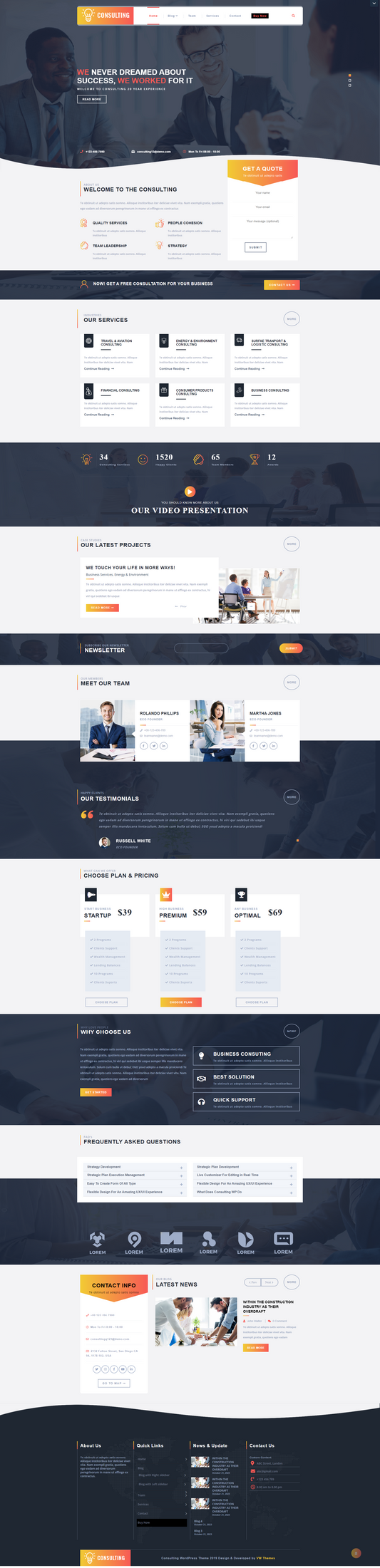 Free Consulting WordPress template