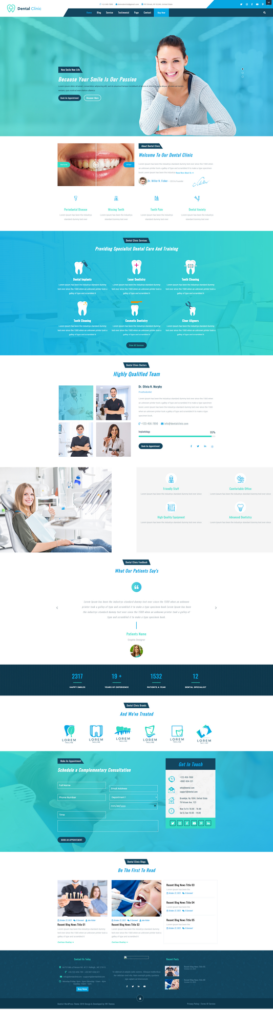 Free Dentist WordPress Template