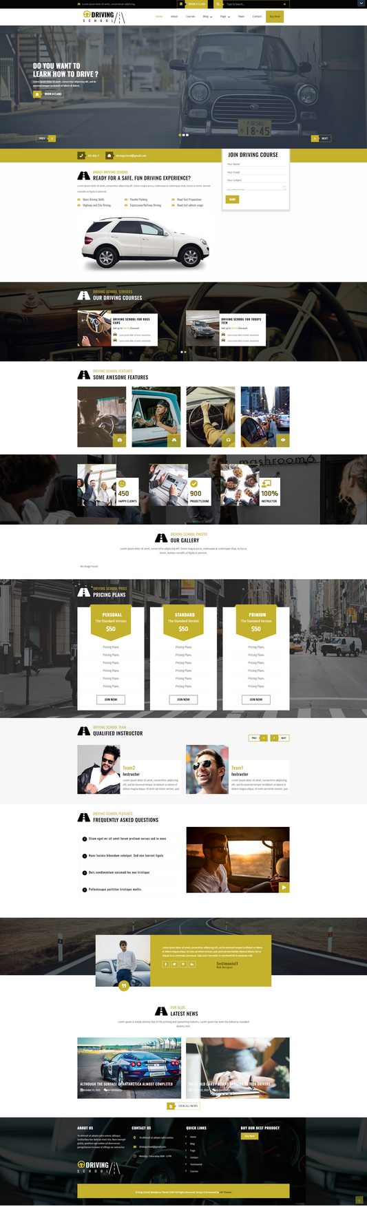 Free Driving School WordPress Template