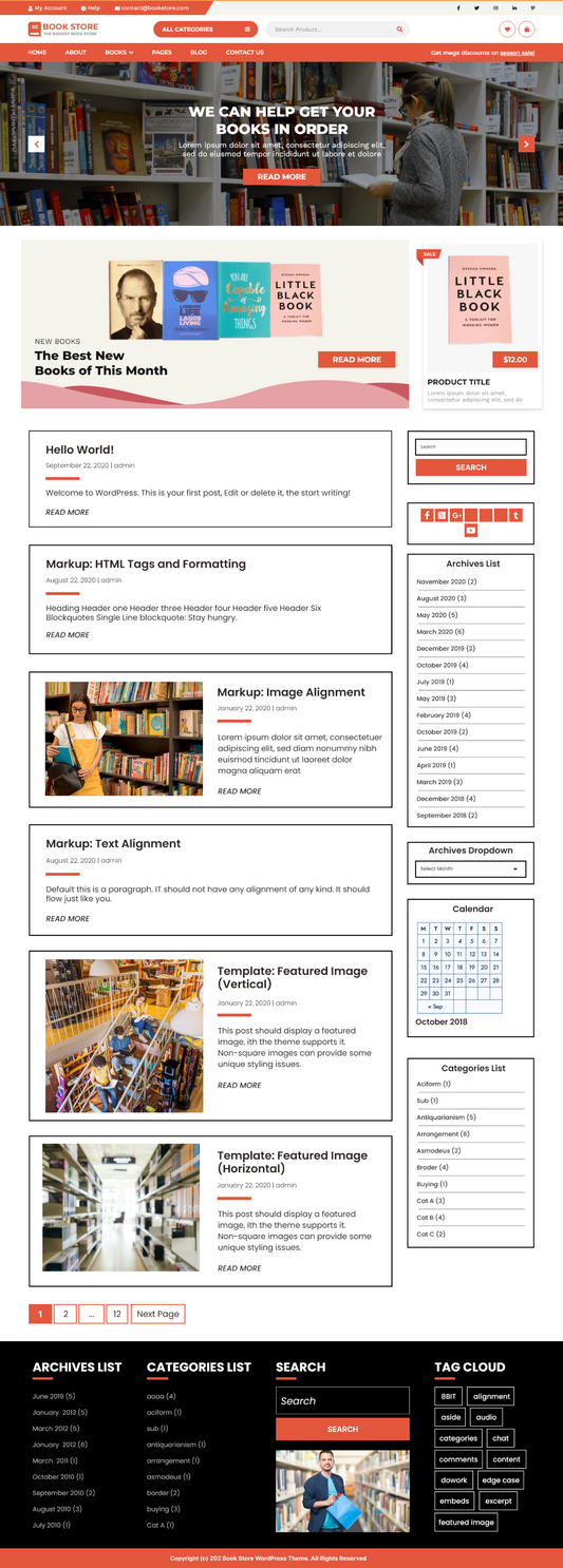 Free Bookstore WordPress Template