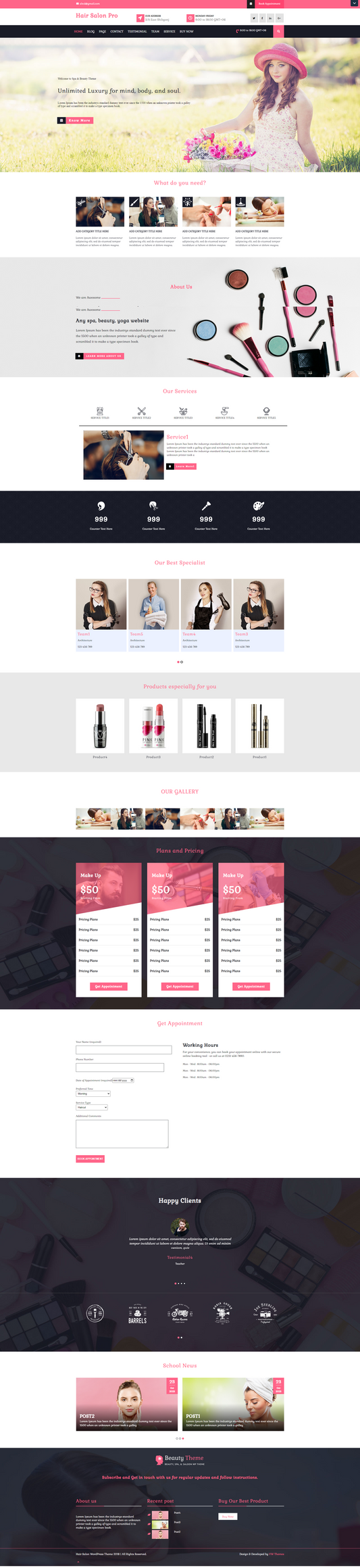 Free Hair Salon WordPress Template