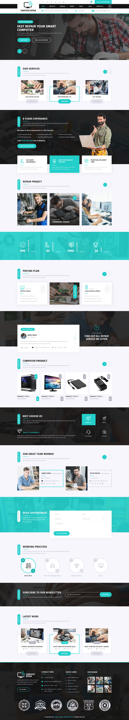 Free Computer Repair WordPress template