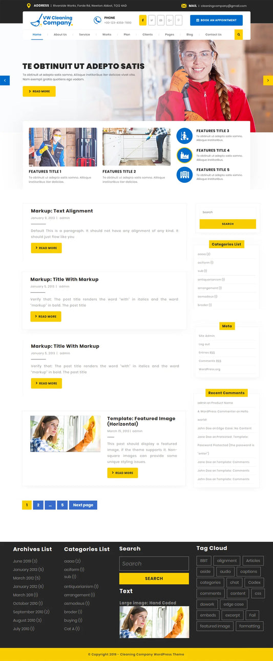 Free Cleaning Company WordPress Template