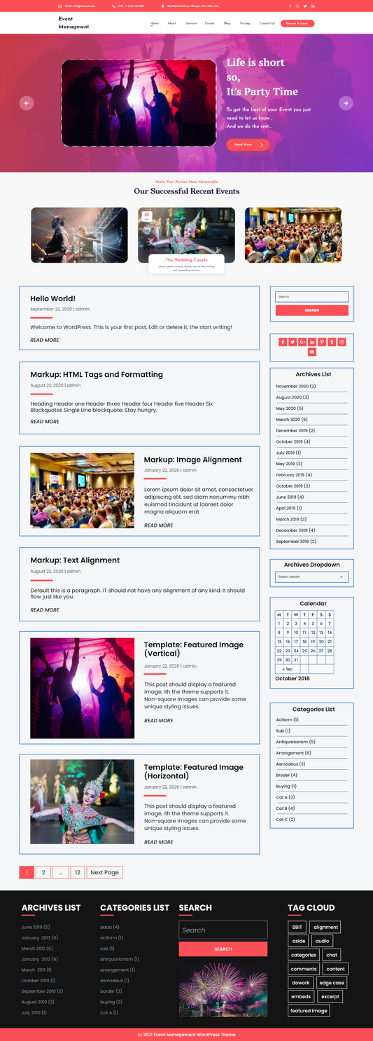 Free Event Management WordPress Theme