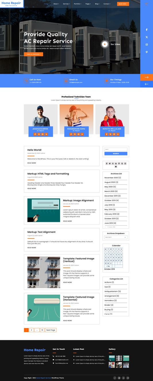 Free Home Services WordPress Theme