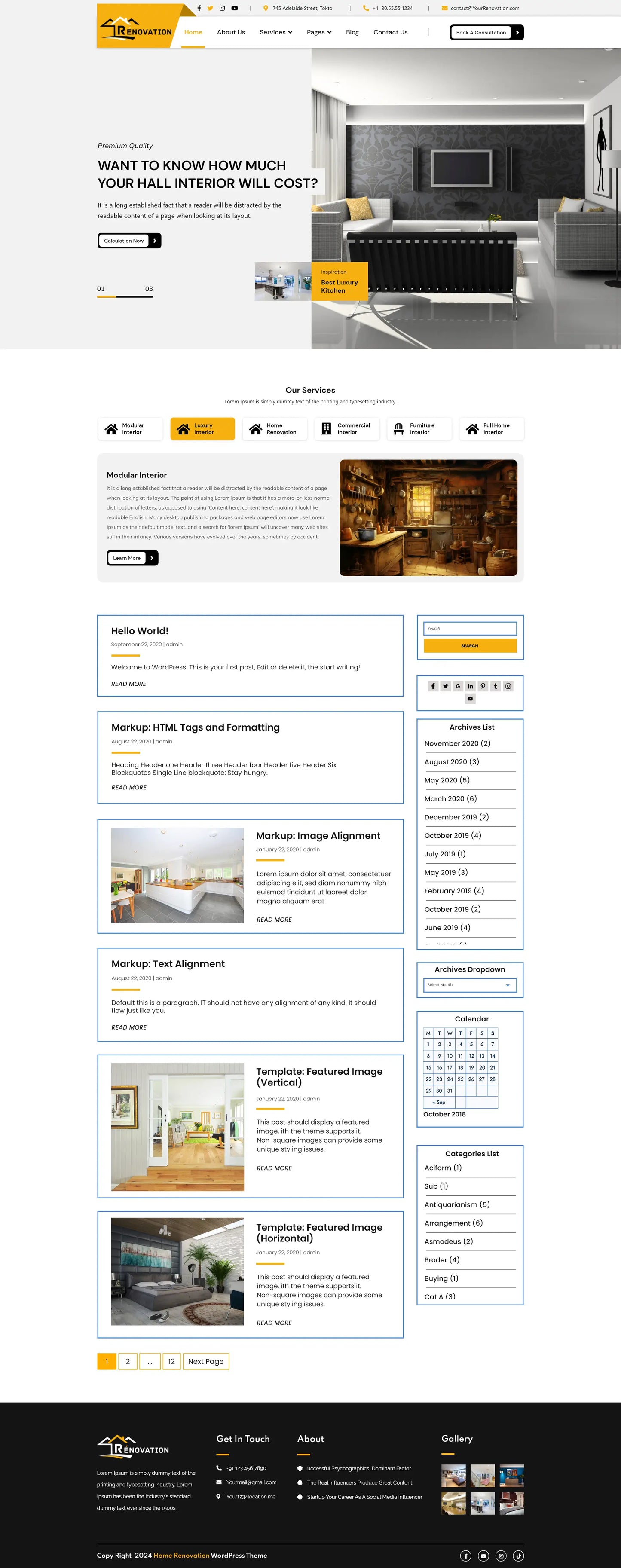 Free Renovation WordPress Theme