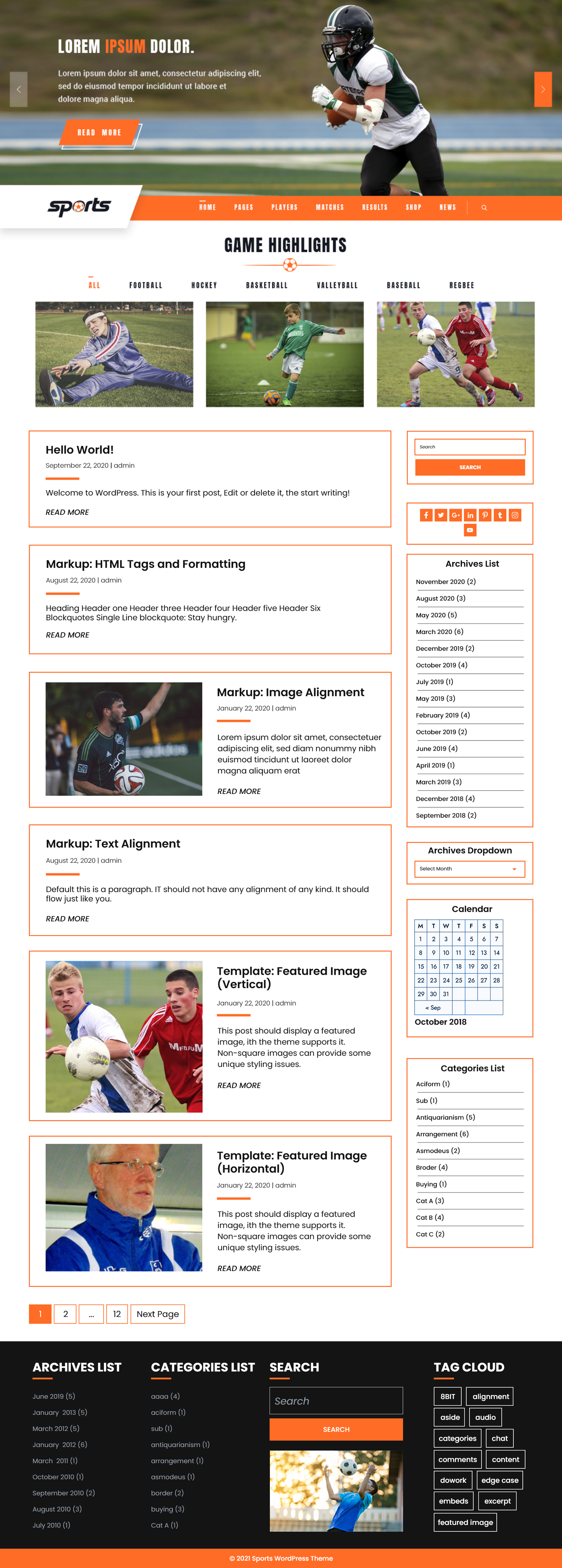 Free WordPress Sports Theme