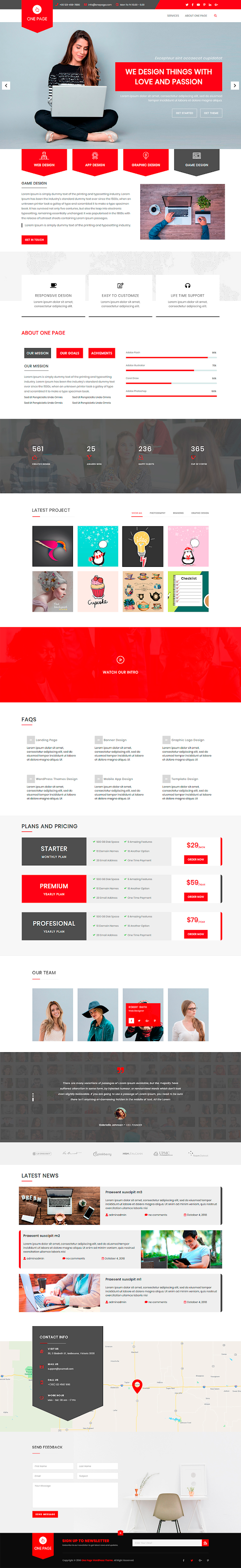 One Page WordPress Template